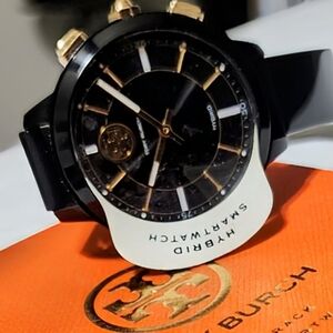 Tory Burch Black and Gold Hybrid Watch